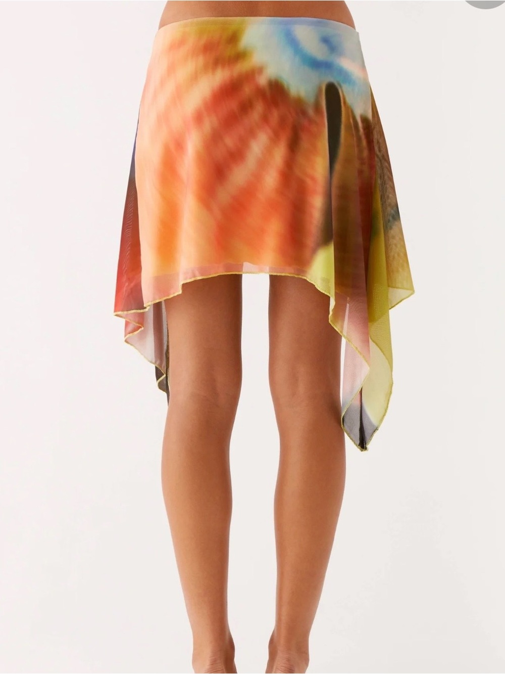 Peppermayo Yellow Red Blue Gradient Asymmetrical Handkerchief Skirt - Picture 2 of 7